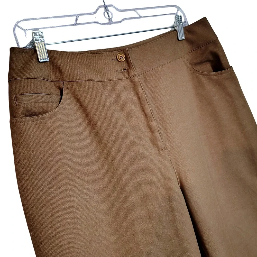 Appleseed's‎ Womens Brown Cotton Blend High Rise Straight Leg Pants - Size 14M